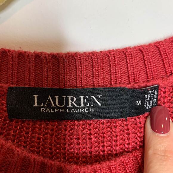 LAUREN RALPH LAUREN black label chunky cable knit sweater pink academia 2554 - Picture 7 of 13